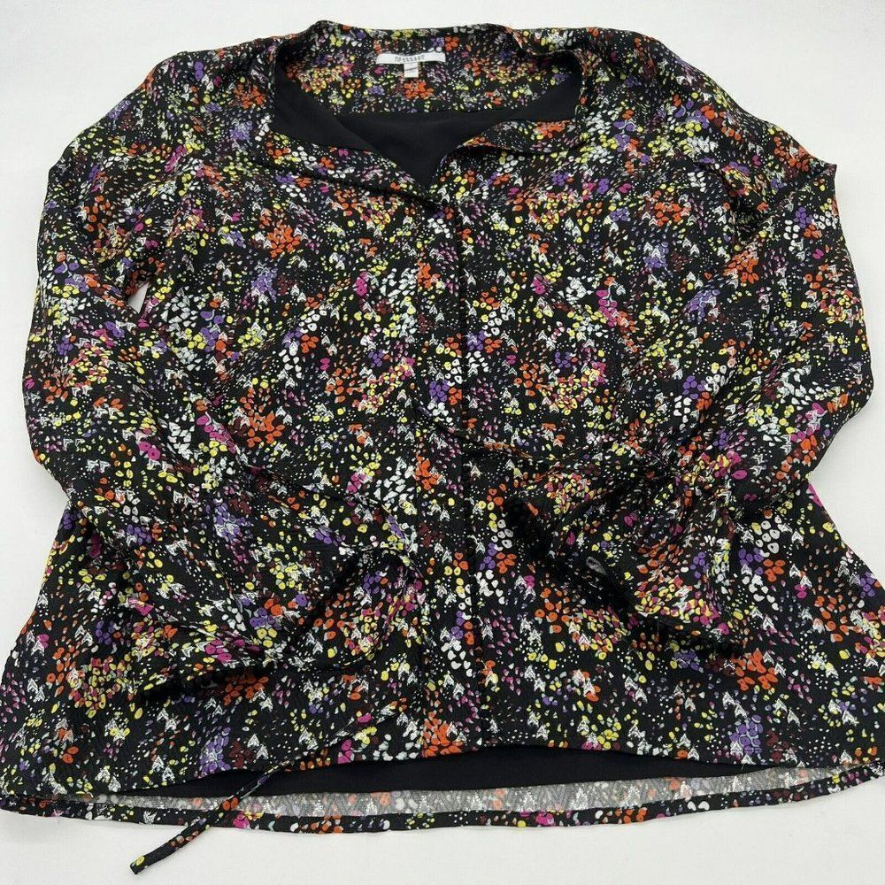 Derek Lam 10 Crosby Lurex Floral Silk-blend Bell-sleeve Top In Black Size 4